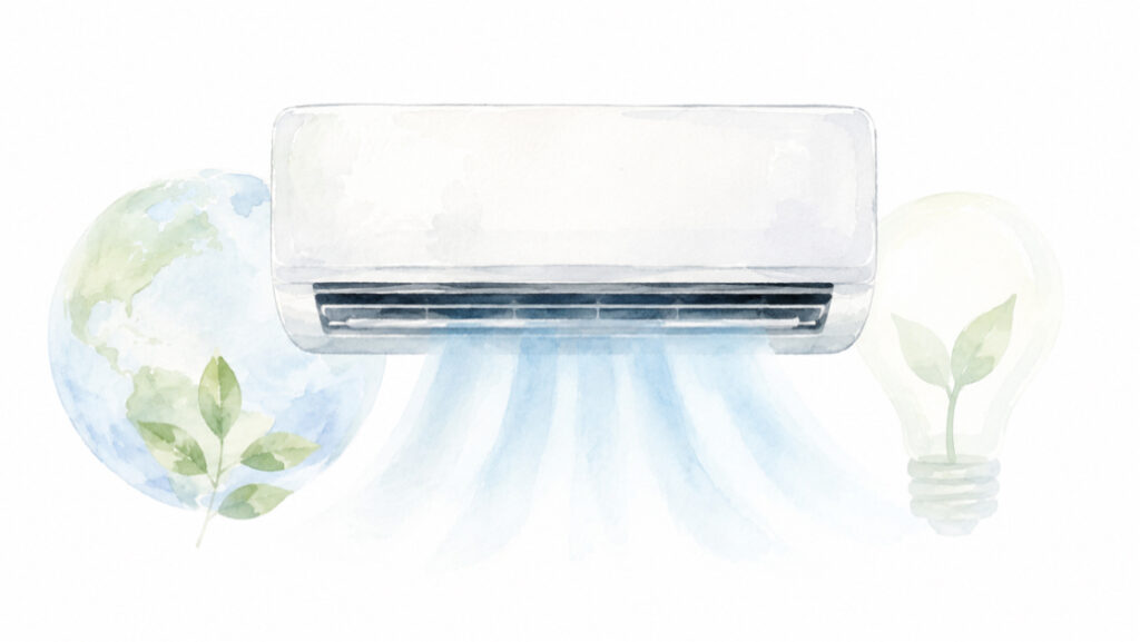 エアコンと省エネを表したイラスト