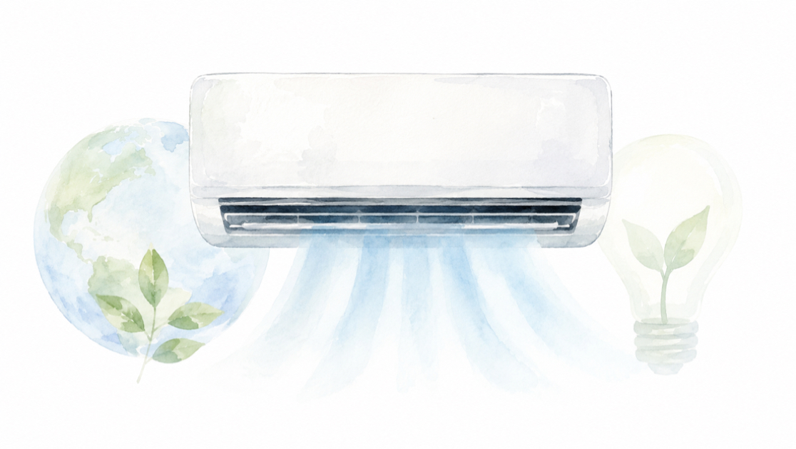 エアコンと省エネを表したイラスト