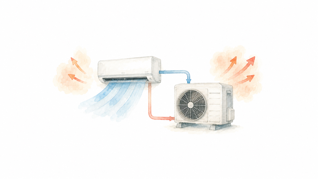 エアコンの室外機と室内機のイラスト